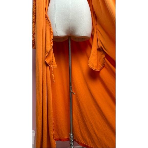 Vintage 1997 Victoria’s Secret Pink Heart Orange Crushed Velvet Maxi Robe Large - Picture 10 of 16